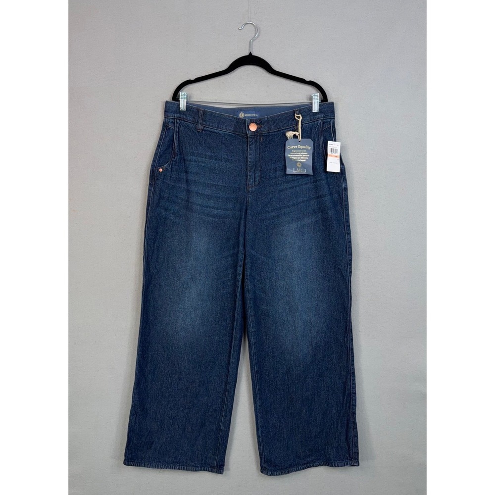 Democracy Jeans Womens 14W Blue Wide Leg Ab solution Skyrise Denim Pants Casual